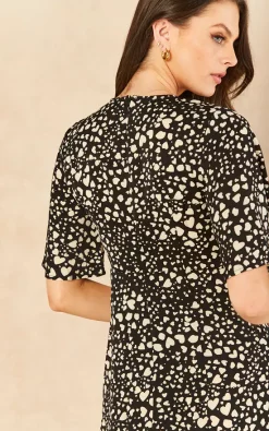 Bella And Blue Heart Print Angel Sleeve Midi Dress In Black And White -DRESSES SHOP 2022 06 14 Jen Sallyanne Bella Blue46661