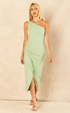 True Violet Sage One Shoulder Wrap Bodycon