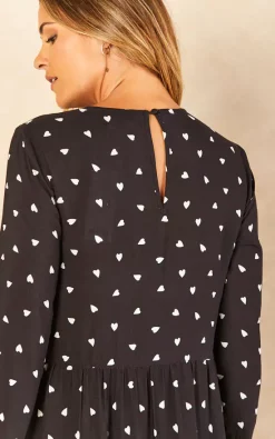 Bella And Blue Black And White Heart Print Long Sleeve Smock Dress 7 Bella And Blue Black And White Heart Print Long Sleeve Smock Dress -DRESSES SHOP 2022 07 21 Jen Meg Bella Blue60015