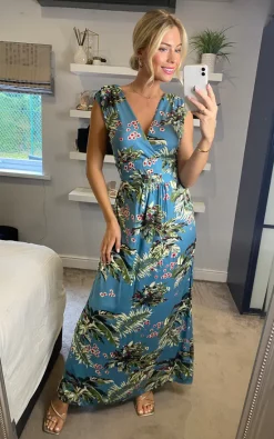 Ruby Rocks Martini Maxi Dress Tropical Spring Blue