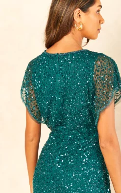 ANGELEYE Sequin Flutter Sleeve Midi Dress In Green -DRESSES SHOP 2022 08 03 Jen Amy Angeleye62892
