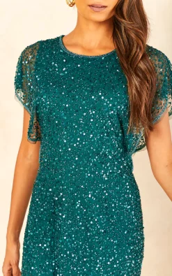 ANGELEYE Sequin Flutter Sleeve Midi Dress In Green -DRESSES SHOP 2022 08 03 Jen Amy Angeleye62894