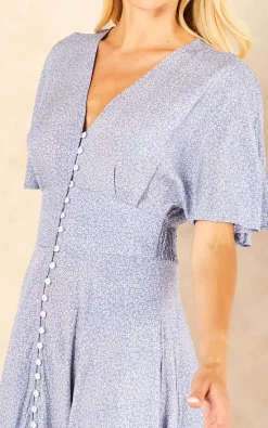 Blue Vanilla Megan Blue Floral Button Front Maxi Dress With Shirred Back -DRESSES SHOP 2022 08 03 Jen Amy BlueVanilla65075