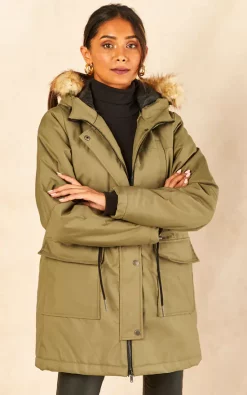 Noisy May Khaki Parka Coat With Fur Hood -DRESSES SHOP 2022 08 03 Jen Shree NoisyMay64654