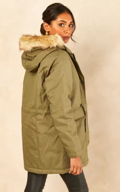 Noisy May Khaki Parka Coat With Fur Hood -DRESSES SHOP 2022 08 03 Jen Shree NoisyMay64671