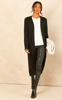 ONLY Longline Knitted Cardigan In Black