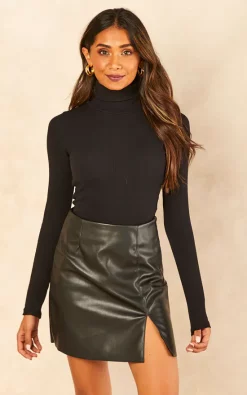 Noisy May Faux Leather Mini Skirt In Black