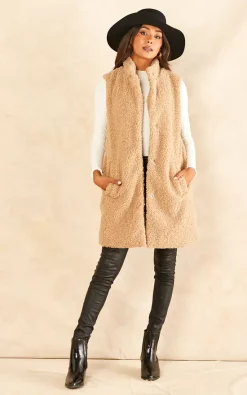 Noisy May Teddy Gilet In Beige