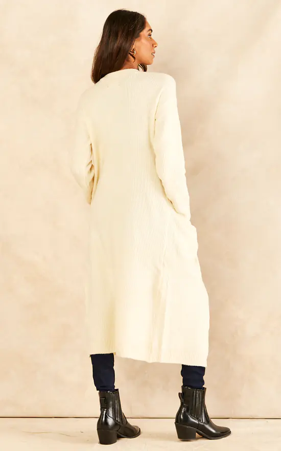 Pieces Long Sleeve Longline Cardigan In Whitecap Grey 4 Pieces Long Sleeve Longline Cardigan In Whitecap Grey - Image 4