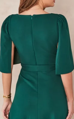 Edie B. Anna Green Cape Split Sleeve Mock Wrap Dress With Side Split -DRESSES SHOP 2022 09 13 Tom Chynna EdieB10308