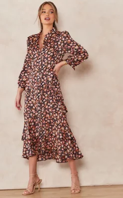 Edie B. Courteney Floral Printed Shirt Dress With Ruffle Hem -DRESSES SHOP 2022 09 13 Tom Chynna EdieB10620