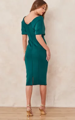 Goddiva Off The Shoulder Scuba Foam Midi Dress In Emerald -DRESSES SHOP 2022 09 13 Tom Chynna Goddiva9696