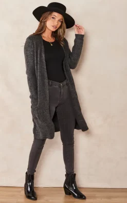 ONLY Longline Ribbed Cardigan With Pockets In Dark Grey -DRESSES SHOP 2022 09 15 Jen Chynna Only15688