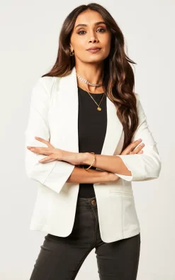 Cutie London Fitted Tailored Blazer Cream