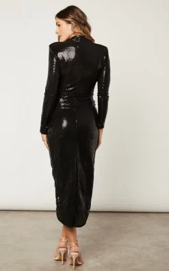 Jenerique Forever Buzy Sequin Wrap Midi Dress In Black 7 Jenerique Forever Buzy Sequin Wrap Midi Dress In Black -DRESSES SHOP 2022 09 30 Jen Meg Jenerique 10 1