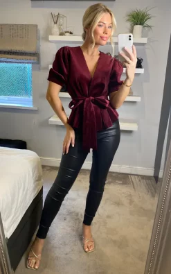 Traffic People Cord Cinch Jacket In Wine -DRESSES SHOP 2022 10 17 Sasha TrafficPeople41