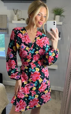 D.Anna Multicolour Floral Print Long Sleeves Wrap Dress -DRESSES SHOP 2022 10 26 Sasha Danna38