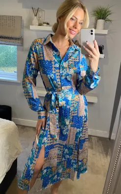 D.Anna Shirt Dress Long Sleeves And Button Through In Patchwork Print -DRESSES SHOP 2022 10 26 Sasha Danna7