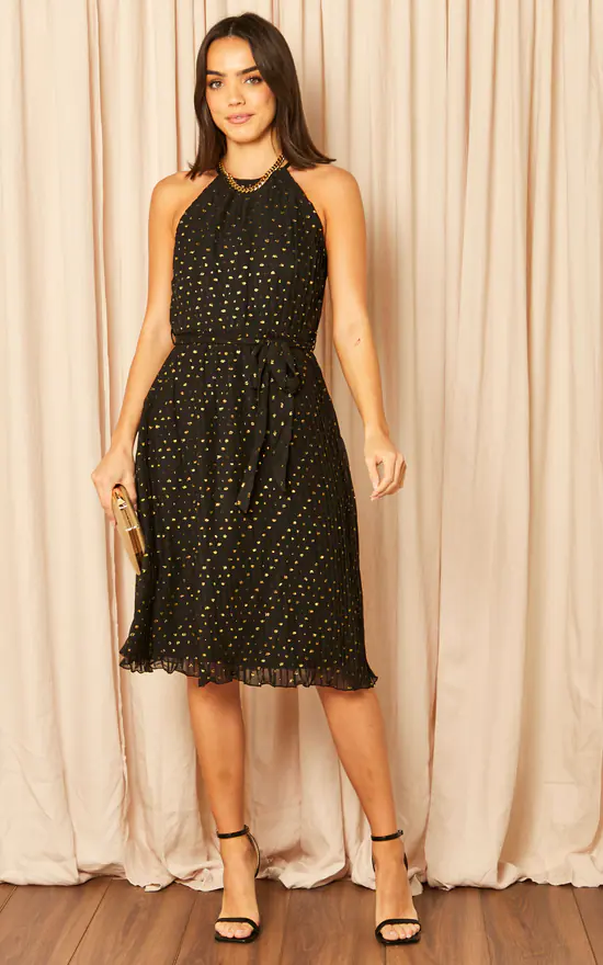 Blue Vanilla Pleated Halter Midi Dress 1 Blue Vanilla Pleated Halter Midi Dress