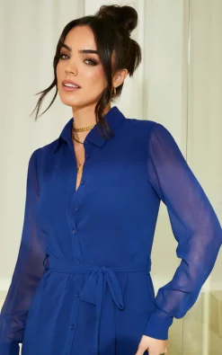 Bella And Blue Long Sleeve Shirt Dress In Royal Blue -DRESSES SHOP 2023 01 20 CLOUD9 Tom Mollie Bella Blue32951