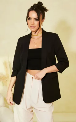 ONLY Ruched Sleeve Blazer In Black