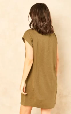 Noisy May Short Sleeve T Shirt Dress In Khaki -DRESSES SHOP 2023 01 27 Jen Mollie NoisyMay36309