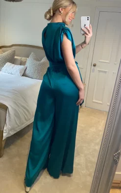 Edie B. Saffy Teal Satin High Neck Sleeveless Jumpsuit -DRESSES SHOP 2023 02 06 Sasha EdieB30