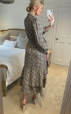 Edie B. Courteney Leopard Print Shirt Dress With Ruffle Hem -DRESSES SHOP 2023 02 06 Sasha EdieB37