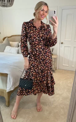 Edie B. Courteney Floral Printed Shirt Dress With Ruffle Hem -DRESSES SHOP 2023 02 09 Sasha EdieB11