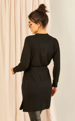 Vila Long Sleeve Longline Cardigan With Belt In Black -DRESSES SHOP 2023 02 10 Jen Mollie Vila40795