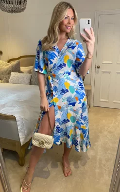 D.Anna Midi Wrap Dress In Multicolour Floral Print