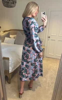 D.Anna Floral Print Long Sleeves Wrap Dress With Belt Fastening In Multicolour -DRESSES SHOP 2023 02 13 Sasha Danna31