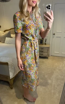 D.Anna Multicolour Floral Print Button Down Midi Shirt Dress With Standing Collar -DRESSES SHOP 2023 02 13 Sasha Danna37