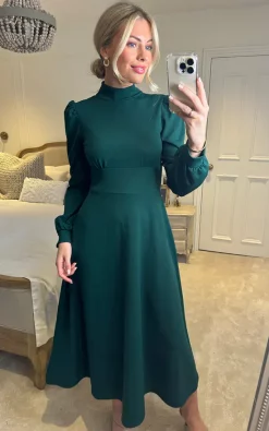 SIGNAGE Green Long Sleeve Turtle Neck Midi Dress -DRESSES SHOP 2023 02 14 Sasha Signage35