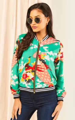 Ruby Rocks Lush Eastern Peacock Bomber Jacket In Emerald Green -DRESSES SHOP 2023 02 17 Jen Julia RubyRocks44022