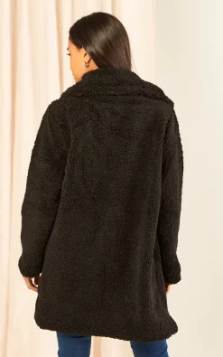 TENKI LONDON Black Oversize Teddy Winter Coat Jacket -DRESSES SHOP 2023 02 17 Jen Julia tenki45802