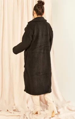 Gini London Black Longline Teddy Coat -DRESSES SHOP 2023 02 17 Jen Mollie Gini44864