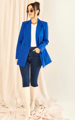 Jenerique Oversize Longline Blazer With 4 Buttons And Pockets In Sax Blue -DRESSES SHOP 2023 02 17 Jen Mollie Jenerique44944