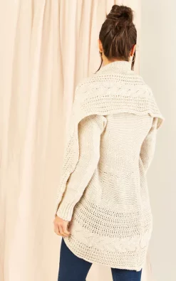 LOVE Chunky Pleat Long Cardigan In Ivory Cream -DRESSES SHOP 2023 02 17 Jen Mollie Love43829