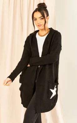 MOE Black Hooded Star Cardigan -DRESSES SHOP 2023 02 17 Jen Mollie OneSize43845
