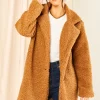 TENKI LONDON Brown Oversize Camel Teddy Winter Coat Jacket Outerwear