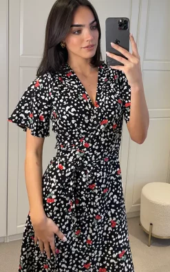 D.Anna Multicolour Leopard & Floral Print Midi Wrap Dress With Belt Fastening -DRESSES SHOP 2023 02 22 Mollie Danna32