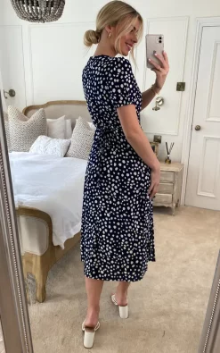 Mela London Mela Spot Midi Tea Dress In Navy -DRESSES SHOP 2023 02 23 Sasha Mela55