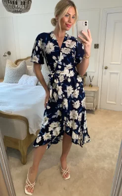 Mela London Mela Floral Print Midi Wrap Dress In Navy -DRESSES SHOP 2023 02 23 Sasha Mela71