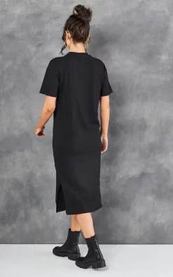 VM Short Sleeve Oversized Midi T Shirt Dress In Black -DRESSES SHOP 2023 03 15 Tom Mollie VM 6