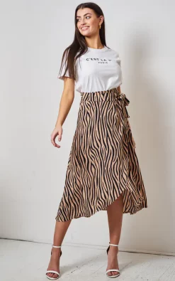 Love Frontrow Brown Zebra Print Midi Wrap Skirt -DRESSES SHOP 21 02 21 frontrow0786