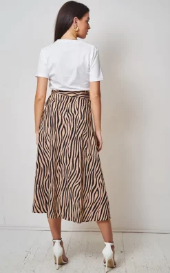 Love Frontrow Brown Zebra Print Midi Wrap Skirt -DRESSES SHOP 21 02 21 frontrow0813