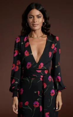 Dancing Leopard Mariela Dress In Poppies On Black -DRESSES SHOP 22 DL SQ 25 11 20222076