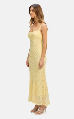 Bardot Lace Midi Dress In Yellow -DRESSES SHOP 57998DB1 0579