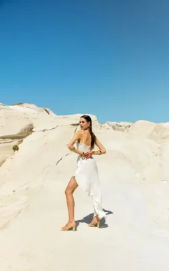 Bardot Cami Midi Dress With Ruffled Hem In White -DRESSES SHOP 58406DB 27